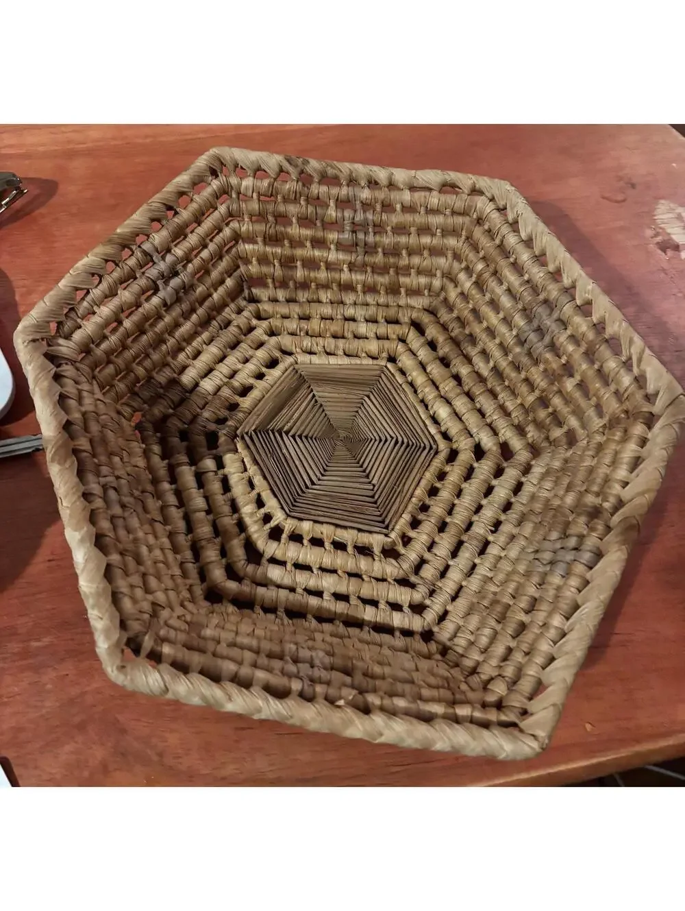Hexagonal Woven Rattan Basket